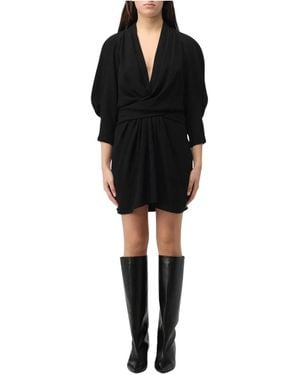 IRO Elegantes Wrap Mini Kleid - Schwarz