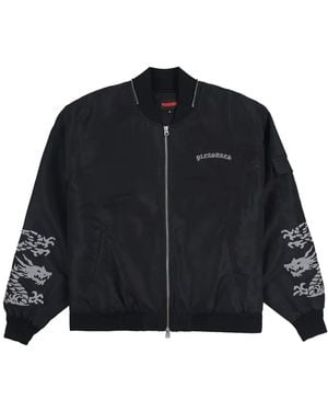 Pleasures Jassen ,Zwart ,Nylon Dragon Bomber Jacket Zwart Waterdicht Nylon