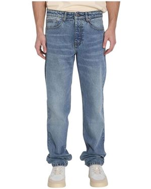Ami Paris Blaue Baumwoll Straight Leg Jeans