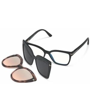 Tom Ford Dubbele Clip-On Blauwblokkerende Optische Bril - Zwart