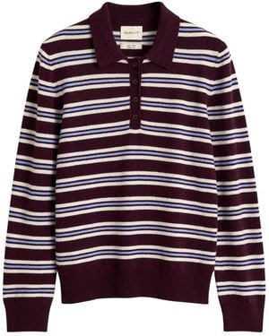 GANT Tops ,Paars ,Wol Superfine Lambswool Gestreepte Rugger - Rood