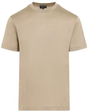 Giorgio Armani Tops ,Katoen Sabbia Zijden T-Shirt - Naturel