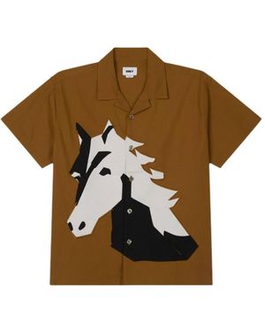 Obey Short Sleeve Shirts - Marron