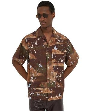MSGM Popeline Bowling-Hemd - Braun