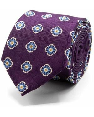 Gents Seiden-Jacquard-Krawatte Mit Blumenmuster - Lila