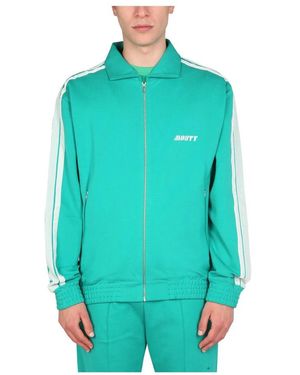 MOUTY Hoodies & Sweatvesten ,Groen ,Streeppatroon Zip-Up Sweatshirt - Blauw