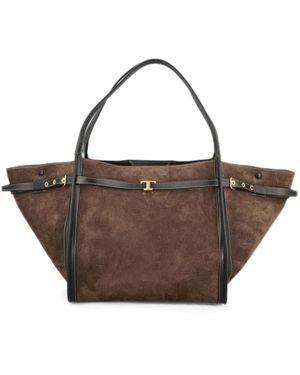 Tod's T Timeless Medium Leren Shopper - Bruin