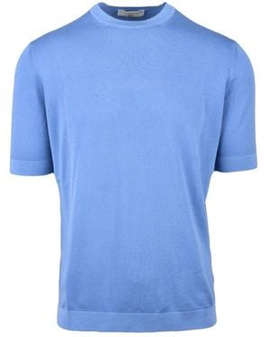 FILIPPO DE LAURENTIIS Tops ,Blauw ,Katoen Maglioncino Girocollo