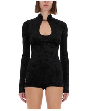 Versace Jeans Couture Keyhole-Neck Long-Sleeve Bodysuit - Zwart