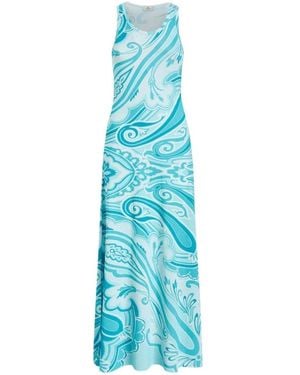Etro Elegantes Paisley-Musterkleid - Blau