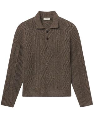 FRAME Zopfmuster-Polo-Pullover - Braun