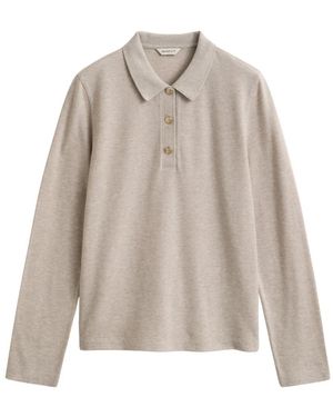 GANT Tops ,Katoen Piqué Polo Lange Mouw Top - Grijs