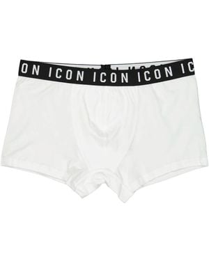 DSquared² Ikonic Elastische Baumwollboxershorts - Weiß