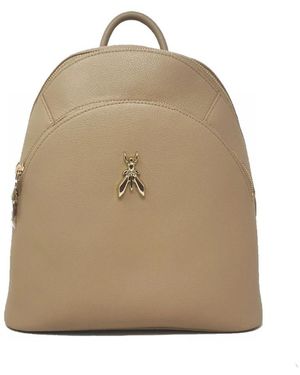 Patrizia Pepe Weiße Tasche Mit Vordertasche Und Goldenen Reißverschlüssen - Natur