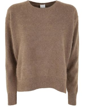 C.T.Plage Truien & Vesten ,Bruin ,Wol Camel Crew Neck Sweater With Side Slits