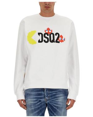 DSquared² Hoodies & Sweatvesten ,Wit ,Katoen Pac- Cool Fit Crewneck