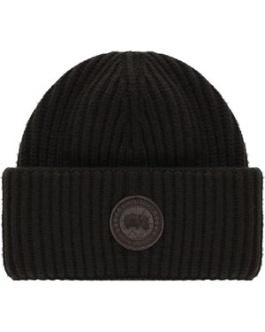 Canada Goose Accessoires ,Bruin ,Wol Cashmere Blend Double-Fold Toque - Zwart