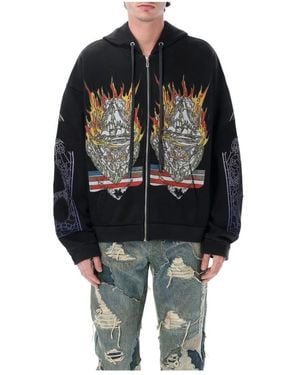 Who Decides War Hoodies & Sweatvesten ,Zwart ,Katoen Engulfed Memories Zip Up
