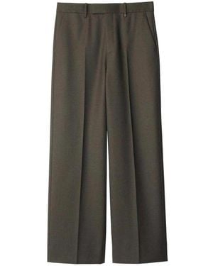 Burberry Wool Gabardine Plissé Wijde Broek - Grijs