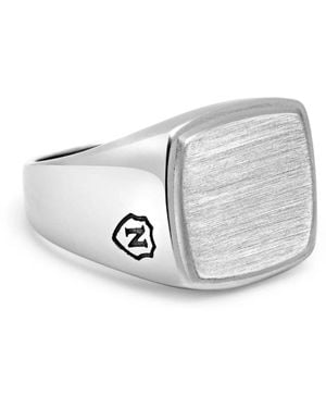 Nialaya Brushed Steel Bead Gentlemen's Cocktail Ring - Metallic