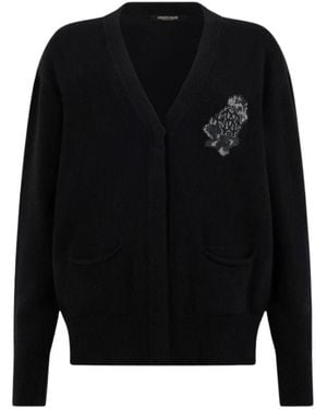 Roberto Cavalli Cardigan Met Monogram Mirror Snake - Zwart