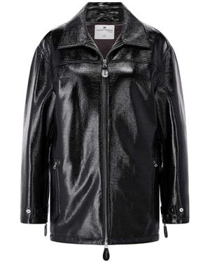 Courreges Glänzende Vinyljacke Mit Reißverschlusstaschen - Schwarz