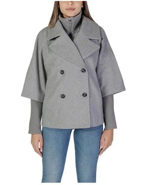 Jacqueline De Yong Double-Breasted Coats - Grey