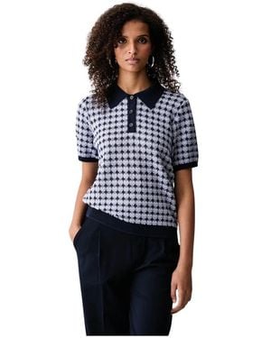 Mos Mosh Truien & Vesten ,Veelkleurig ,Katoen Tink Ss Polo Knit - Blauw