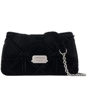 Emporio Armani Mini-Tasche Aus Samt Mit Geprägtem Motiv - Schwarz