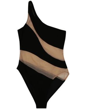 Norma Kamali Badmode ,Veelkleurig ,One Shoulder Badpak - Zwart
