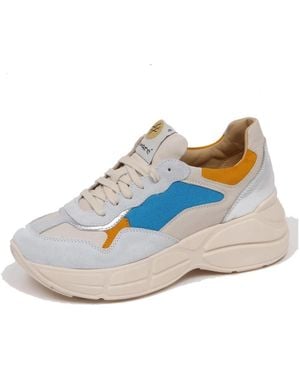 Lemarè Schoenen ,Veelkleurig ,Sky Leren Schoen/Zilver/Geel/Blauw