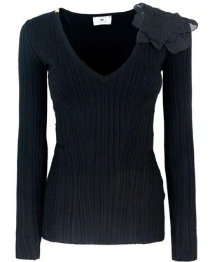 Elisabetta Franchi V-Neck Knitwear - Bleu