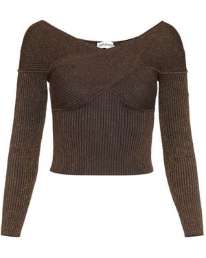 Self-Portrait Round-Neck Knitwear - Brown