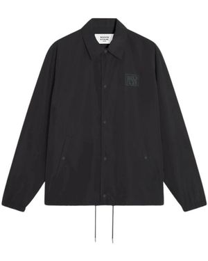 Maison Kitsuné Jassen ,Zwart ,Leer Jacket Mk E26