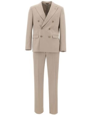Manuel Ritz Double Breasted Suits - Natural