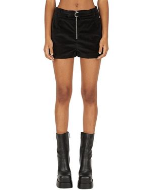 CAPASA MILANO Korte Broeken ,Zwart ,Katoen Fluwelen Gesp Shorts