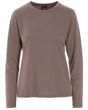 Bitte Kai Rand Tops ,Bruin ,Katoen Enkel Og Lækker Basis Bluse Med Lange Ærmer