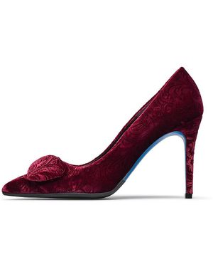 Loriblu Rubinroter Damast-Samt-Pumps Mit Accessoire