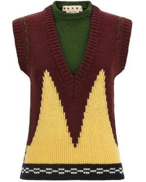 Marni Trompe L'Oeil Gelaagd Vest - Rood