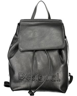 Desigual Kleine rugzak met bloemenborduurwerk, zwart, één maat, accessoires PU rugzak mini