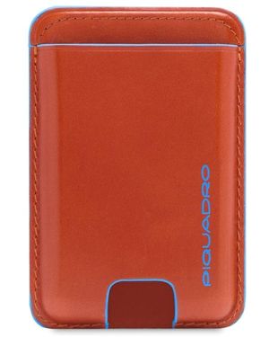 Piquadro Accessoires ,Oranje ,Leer Slanke Mag Safe Leren Kaarthouder Met Rfid-Bescherming