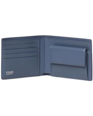 Fendi Araya Bi-Fold Geldbörse Mit Münzfach - Blau