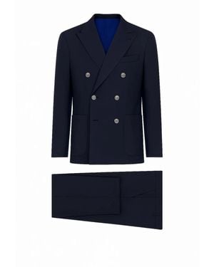 Eleventy Double Breasted Suits - Blue