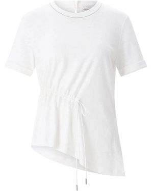 Peserico Tops ,Wit ,Linnen T-Shirt Met Ronde Hals En Strass-Afwerking
