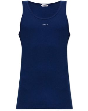 Versace Tops ,Blauw ,Katoen Ondergoedtop Met Logo
