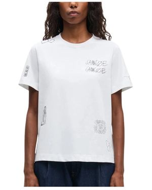 Samsøe & Samsøe Tops ,Wit ,Katoen Sacamino Ss T-Shirt