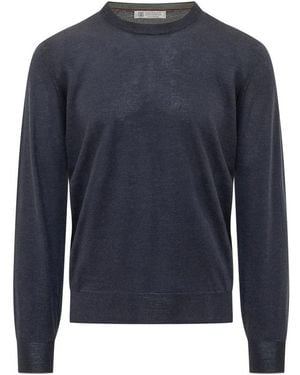 Brunello Cucinelli Round-Neck Knitwear - Bleu