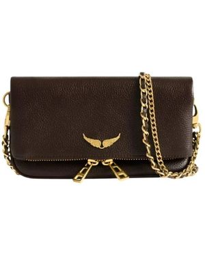 Zadig & Voltaire Grained Leather Clutch - Bruin