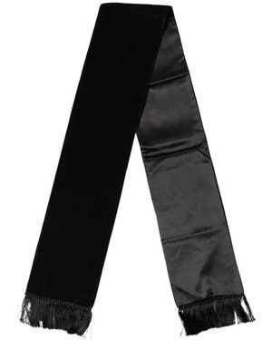 Dolce & Gabbana Silk Fringe Neck Wrap Foulard 139.5Cm X 15.5Cm Scarf - Black