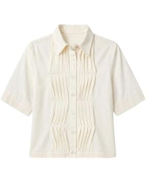 Seventy Overhemden ,Wit ,Katoen Shirt Met Plooien - Naturel